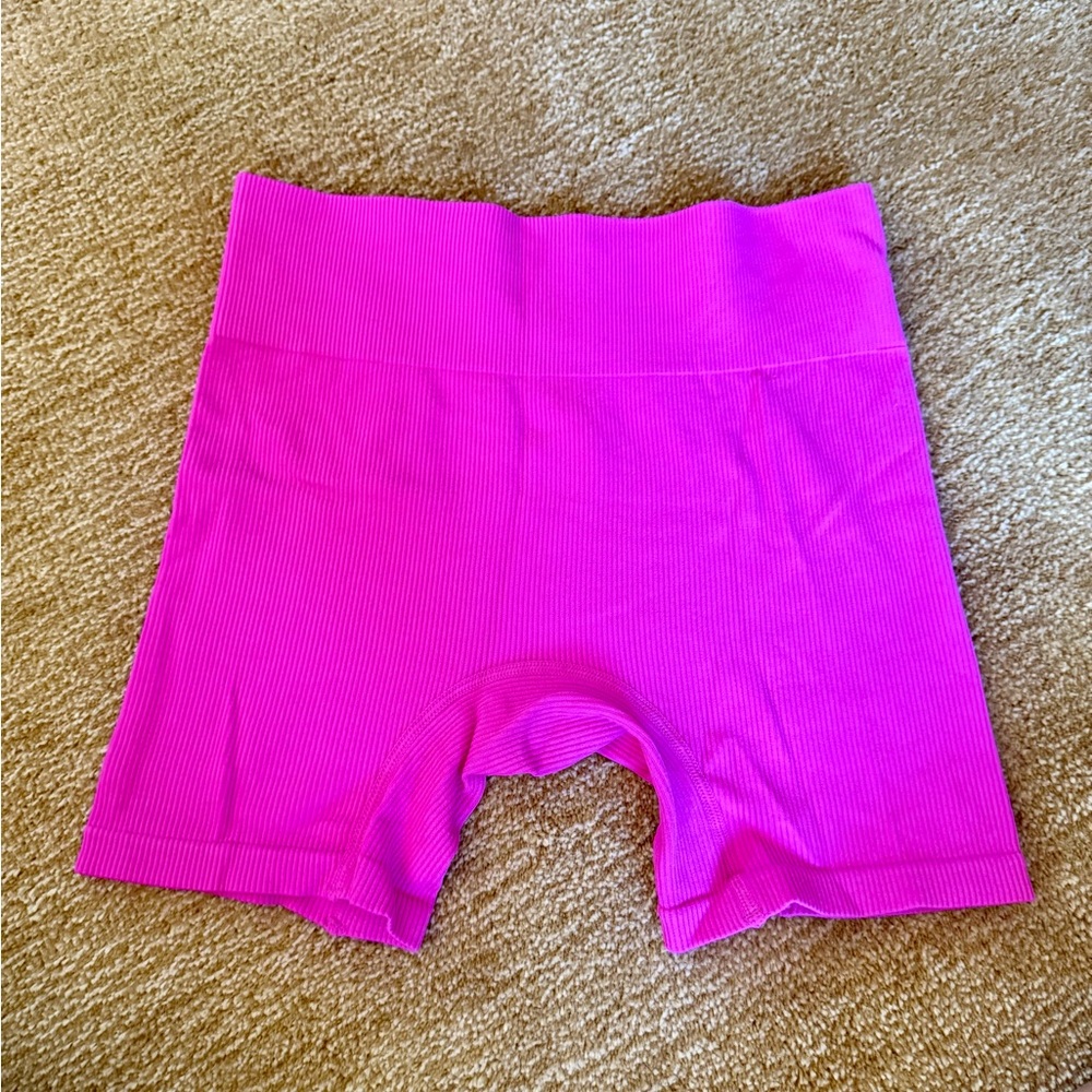 wild fable Ribbed High-Rise Bike Shorts - Hot Pink